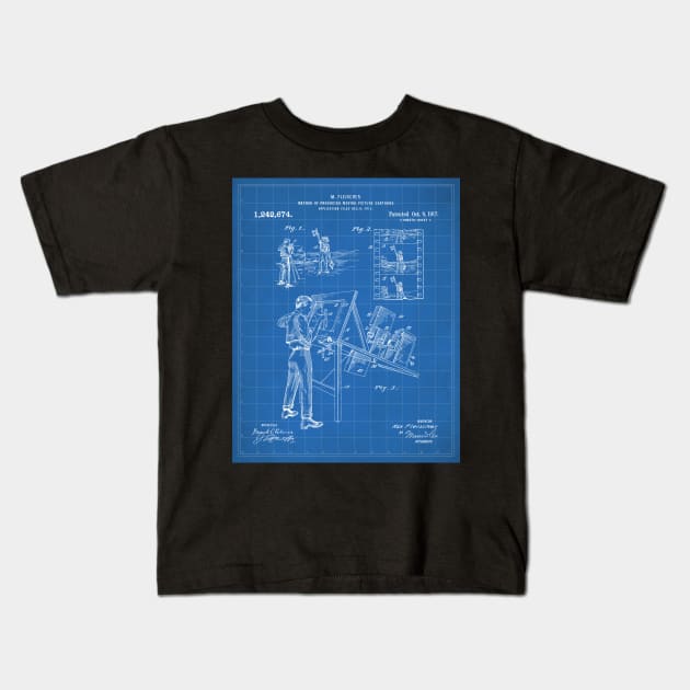 Animation Patent - Cartoonist Home Theater Art - Blueprint Kids T-Shirt by patentpress